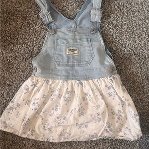 OshKosh B'gosh Blue Denim and White Floral Skirtall